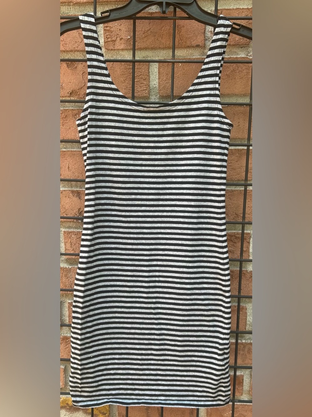 Divided Black and White Striped Tank Dress